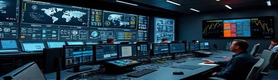 streamlined technology efficiency, analytical, refining processes with AI, photorealistic, in a command center with a control panel, highly detailed, algorithmic patterns, high def, monochromatic, soft track lights, shot with a 85mm lens.